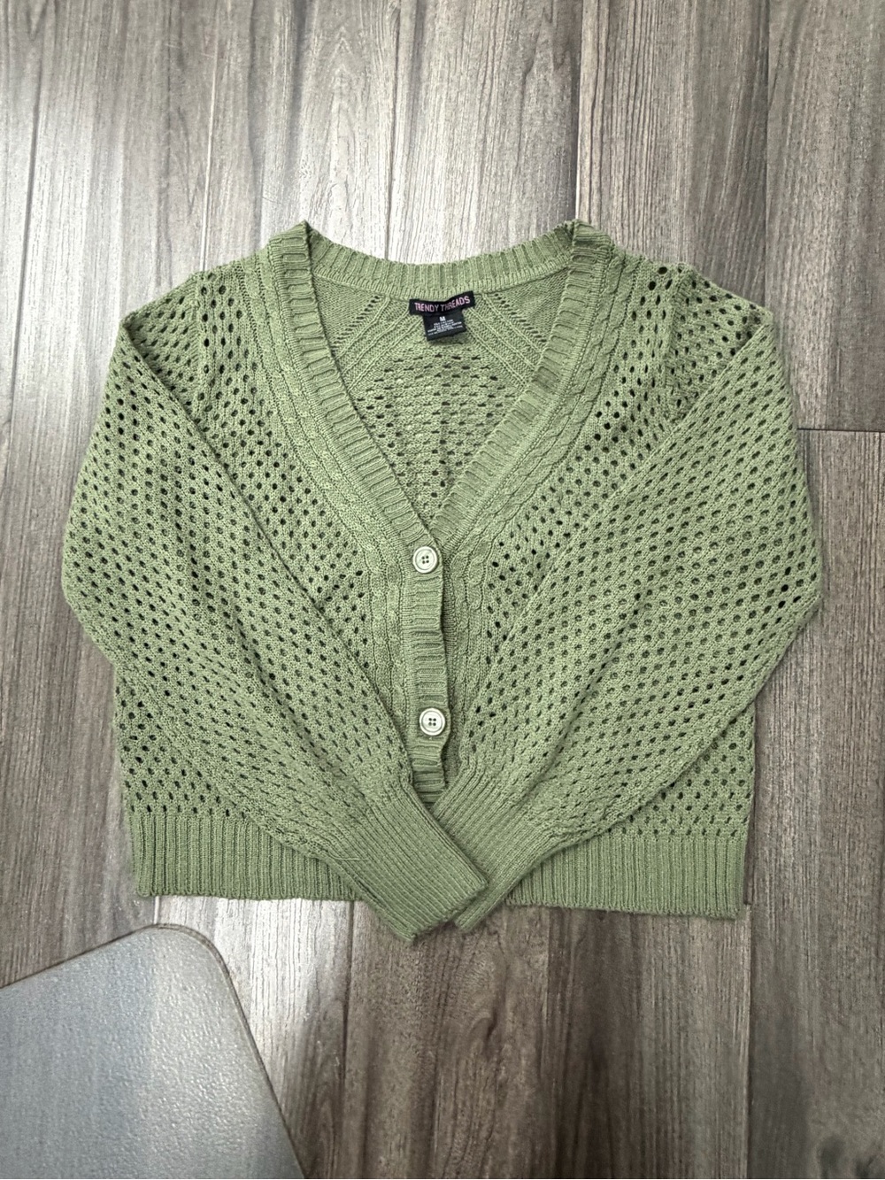 Trendy Threads Open Knit Cotton Cardigan - Size Medium